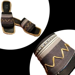 BCBGMaxAzria Bead Detail Raffia Slide